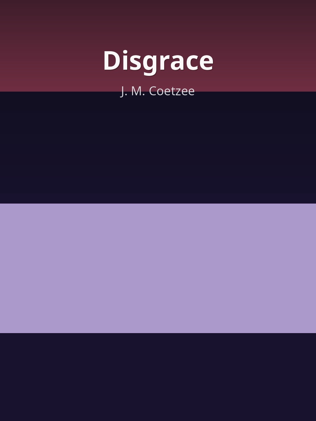 Disgrace by J. M. Coetzee book cover