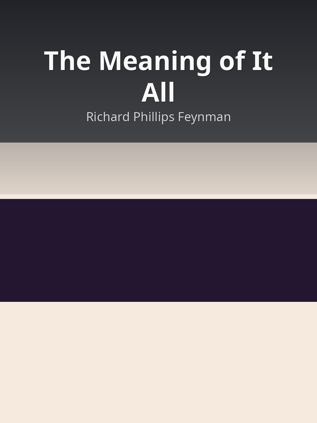The Meaning of It All by Richard Phillips Feynman book cover