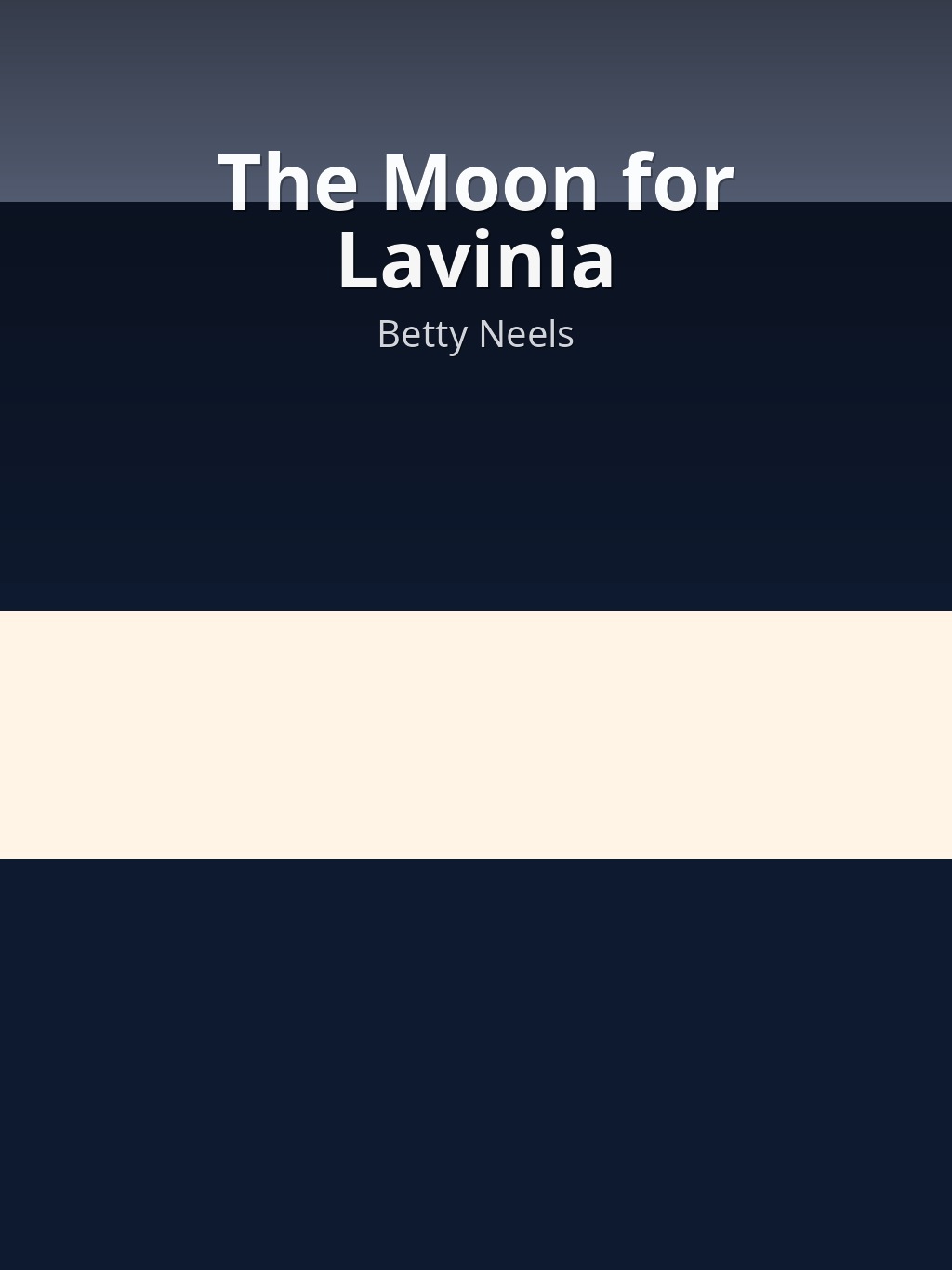The Moon for Lavinia by Betty Neels book cover