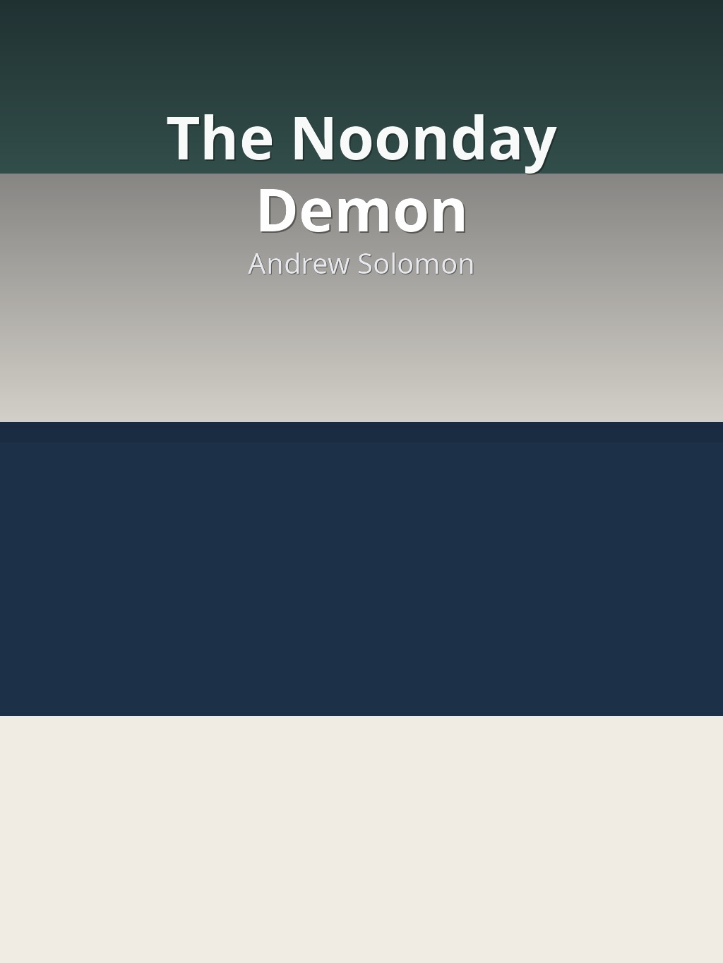 The Noonday Demon by Andrew Solomon book cover