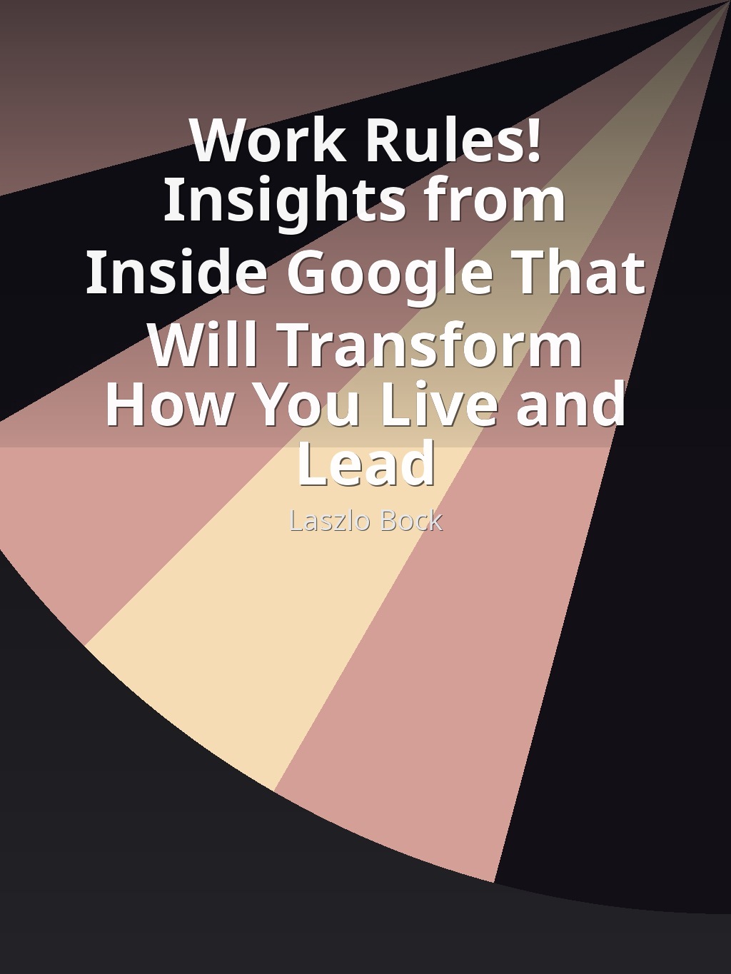 Work Rules! Insights from Inside Google That Will Transform How You Live and Lead by Laszlo Bock book cover
